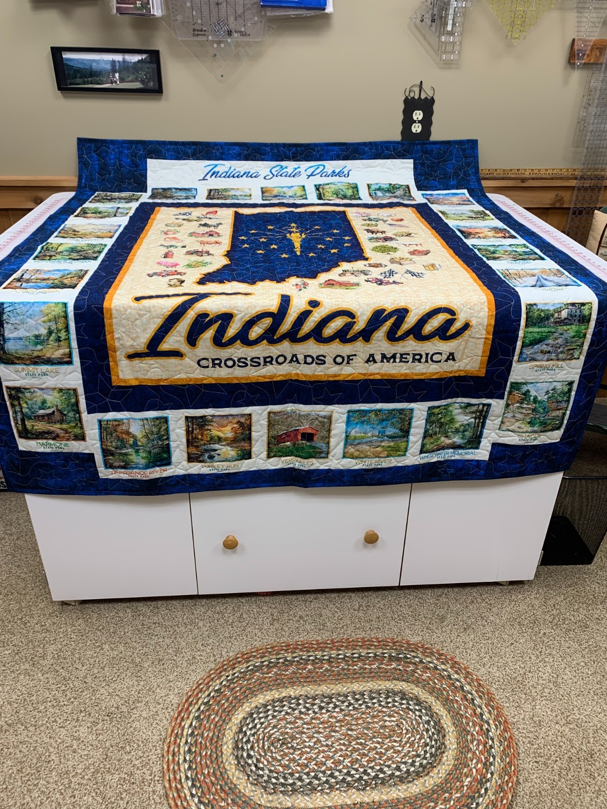 Hand Made Indiana State Parks Quilt 54 inches by 66 inches