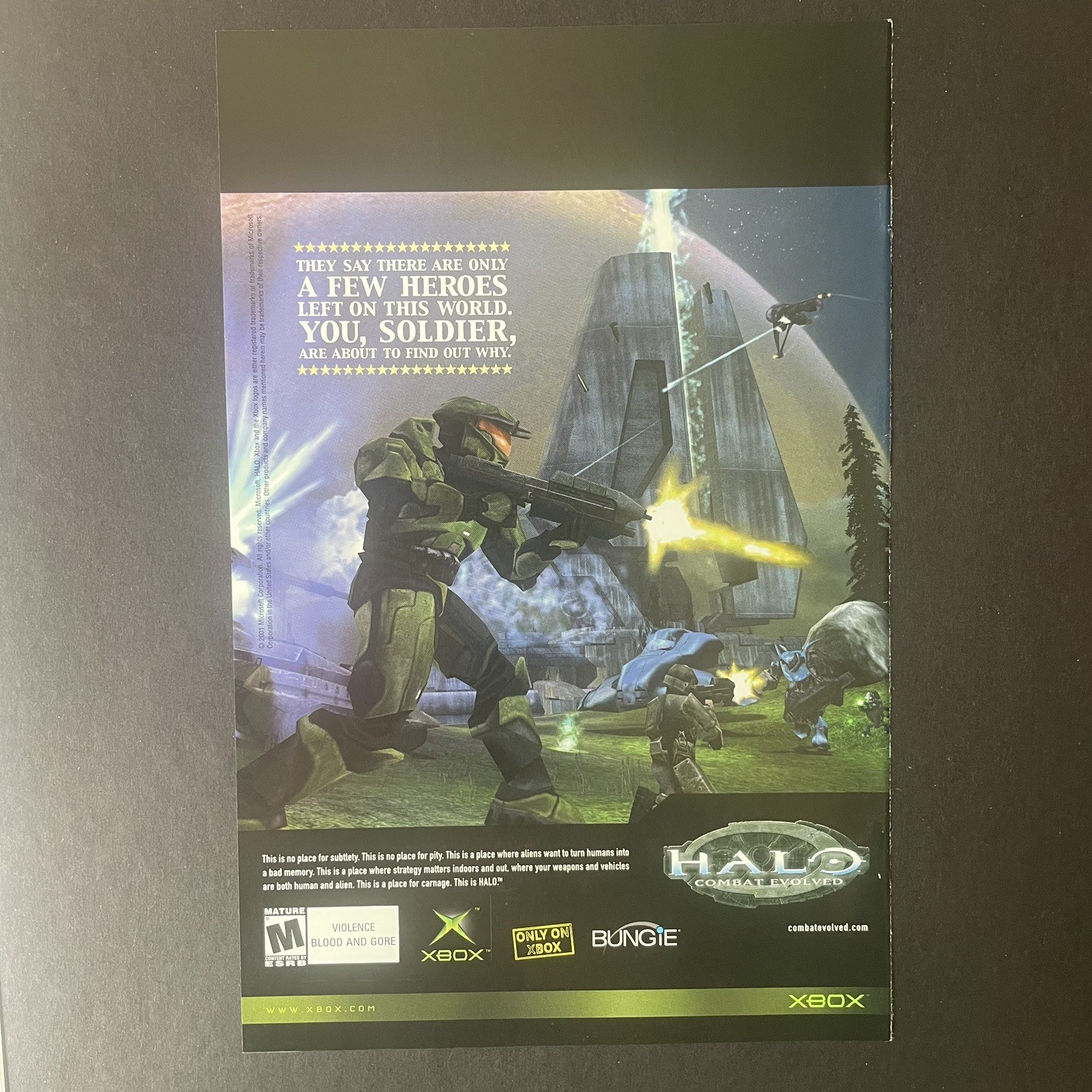 Halo Combat Evolved 2001 video game Print Ad Xbox vintge gaming art Master Chief Halo Combat Evolved 2001 video game Print Ad Xbox vintge gaming art Master Chief