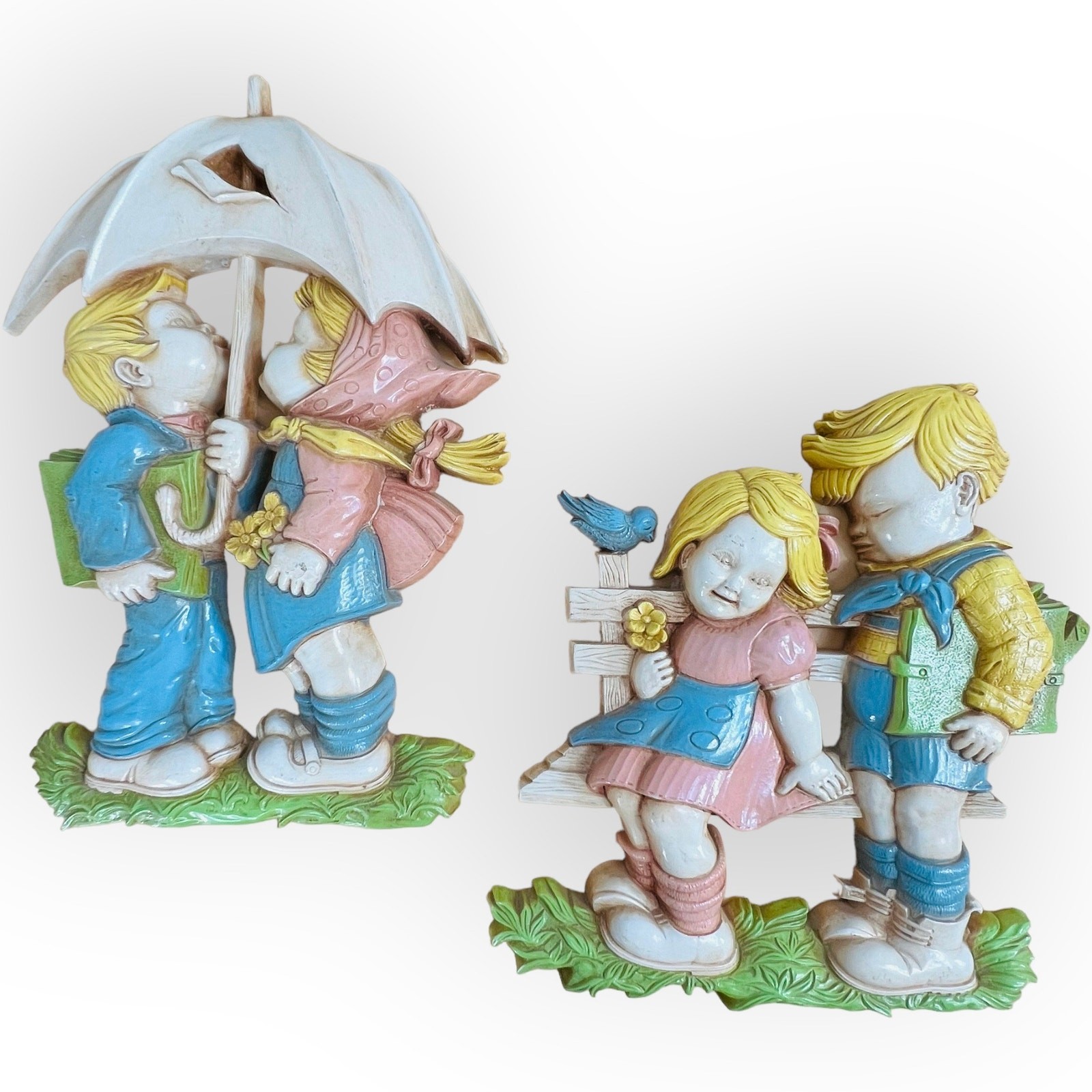 HOMCO 1977 Boy Girl Wall Plaques Set 7494 Nursery Decor Dart Industries Vintage HOMCO 1977 Boy Girl Wall Plaques Set 7494 Nursery Decor Dart Industries Vintage