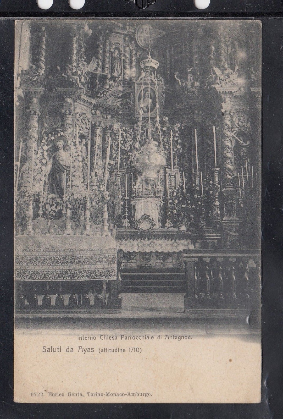 Interior Postcard Parish Church of Antagnod Greetings from Ayas B331