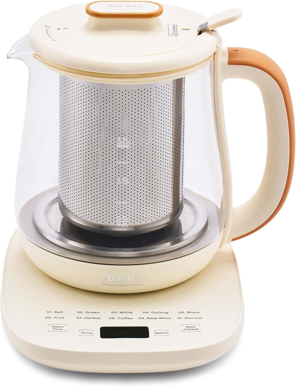 Professional Infusion Glass Electric Tea Kettle with Temperature Control and 10