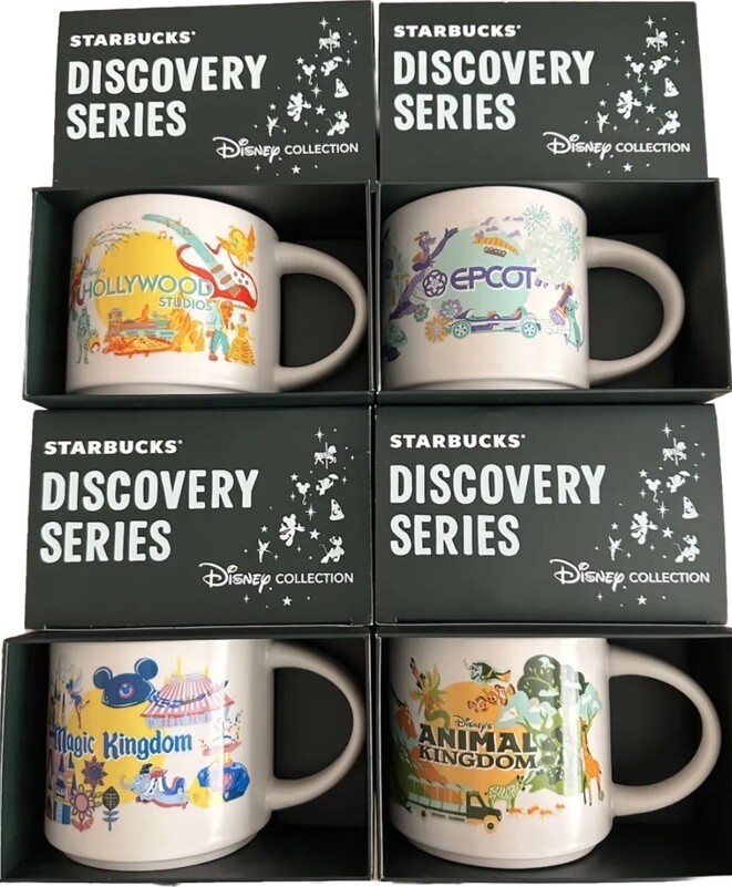 4 Disney  Starbucks 14 oz Mugs Discovery -  Epcot, Magic  Animal Kingdom  & HS