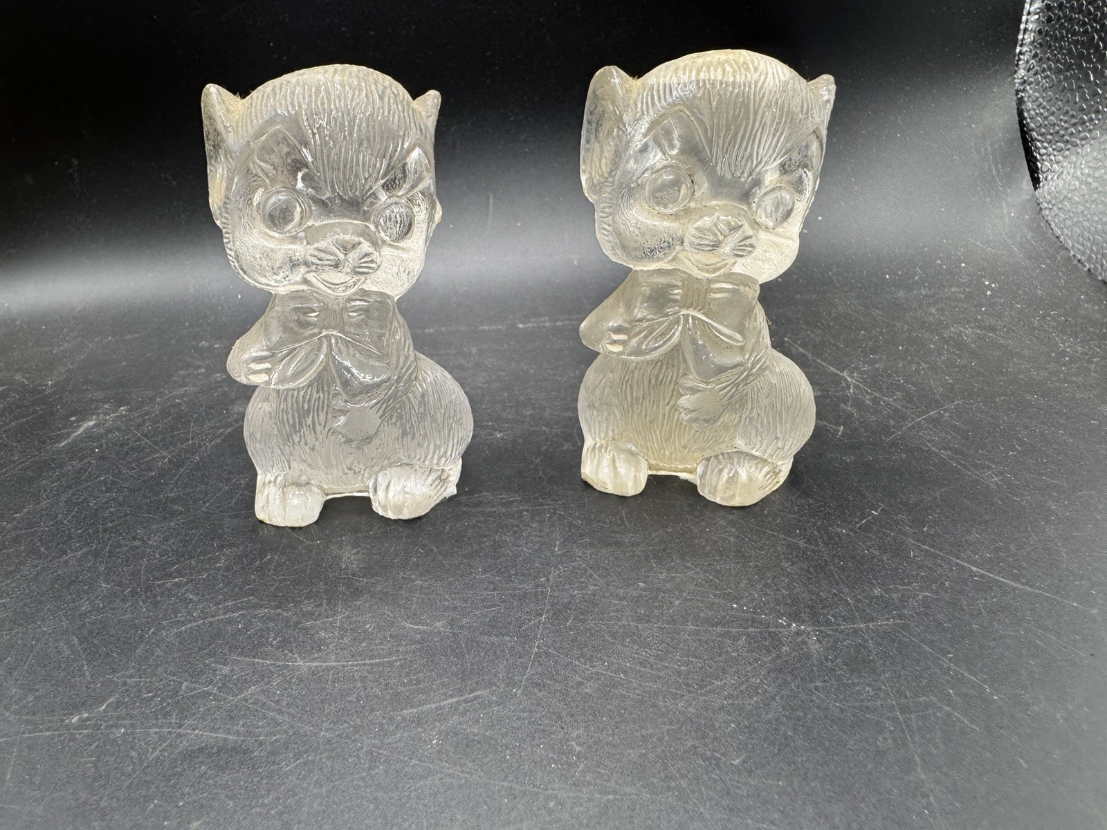 Vintage Clear Plastic Mouse Salt and Pepper Shakers Hong Kong Retro Kitsch
