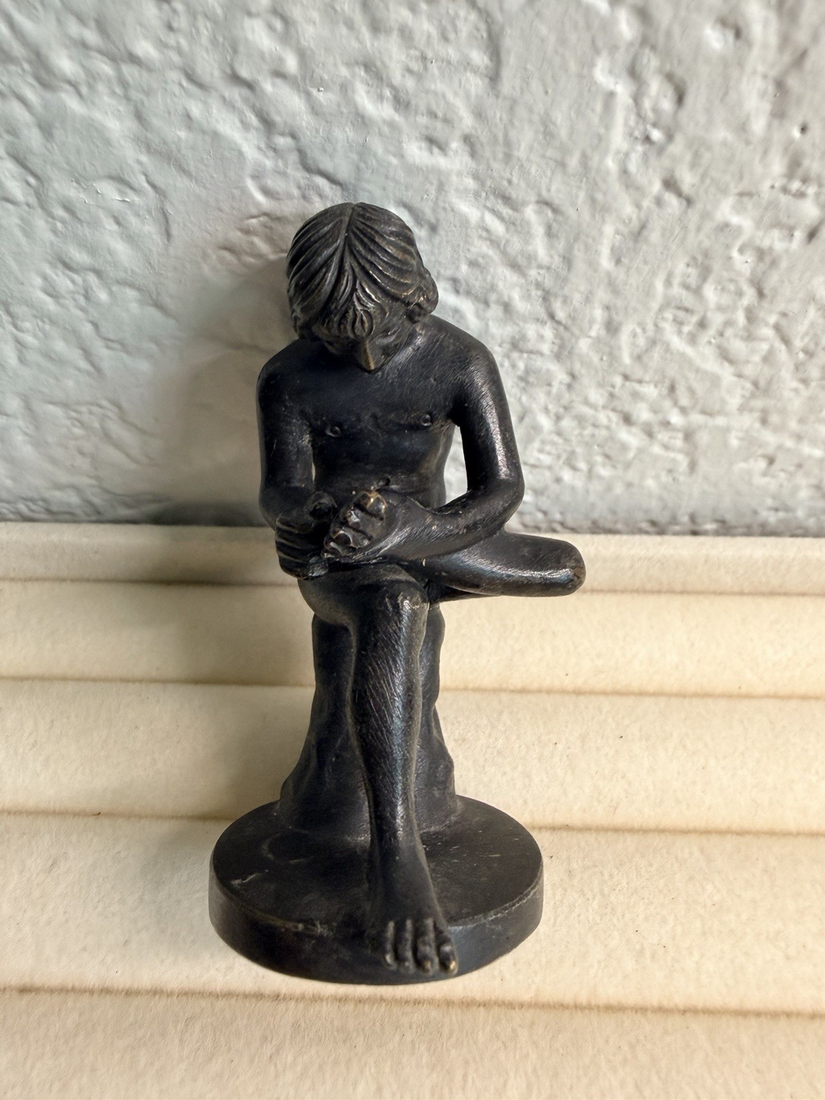 Antique Grand Tour Bronze Spinario Boy with Thorn Statue Solid Cast Mini 2.5\