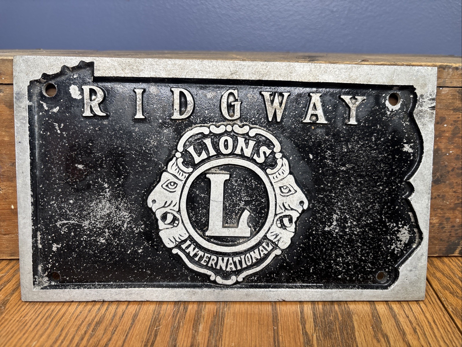 Vintage Original Pennsylvania Ridgeway Lions Intl Car Club Plaque Sign Fraternal