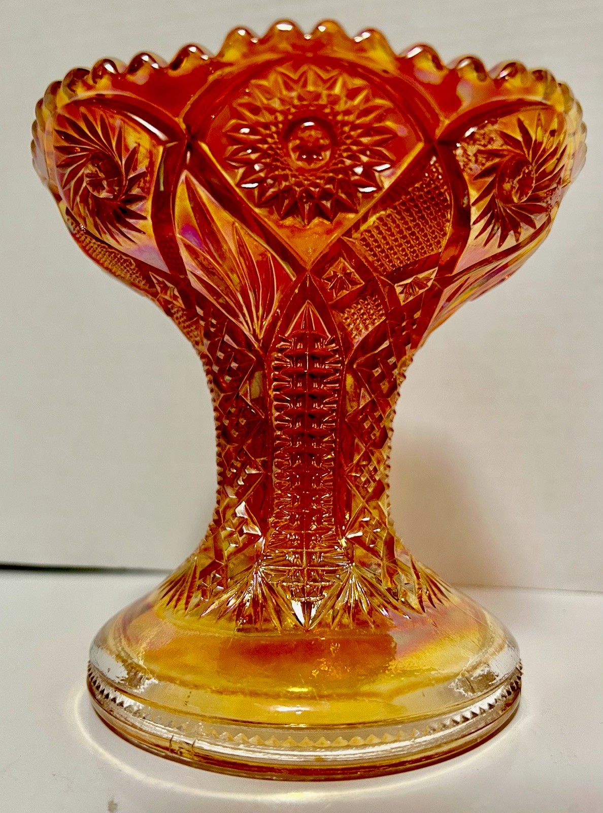 Vintage Imperial Marigold Carnival Art Glass Punch Bowl Base Stand Dish Vintage Imperial Marigold Carnival Art Glass Punch Bowl Base Stand Dish