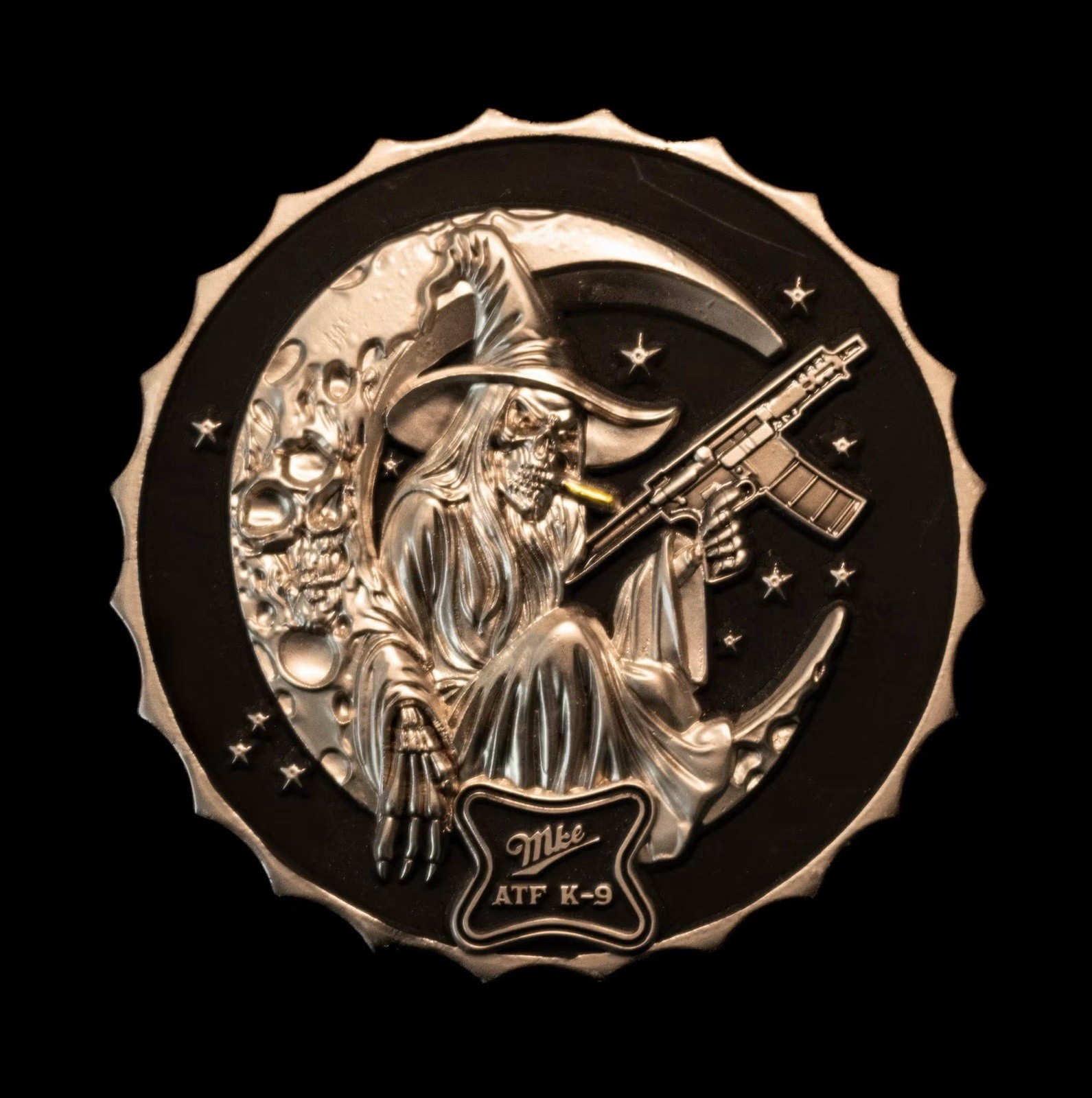 Rare Mack’s Designs Wisconsin Milwaukee ATF Black WitchCap Police Challenge Coin