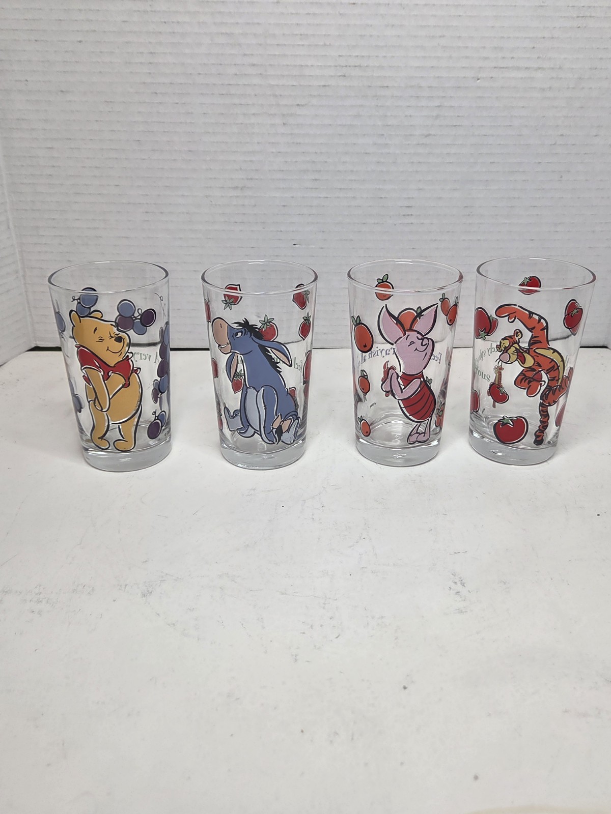 Vintage Anchor Hocking Full Set Of Disney Winnie The Pooh And Friends Glasses