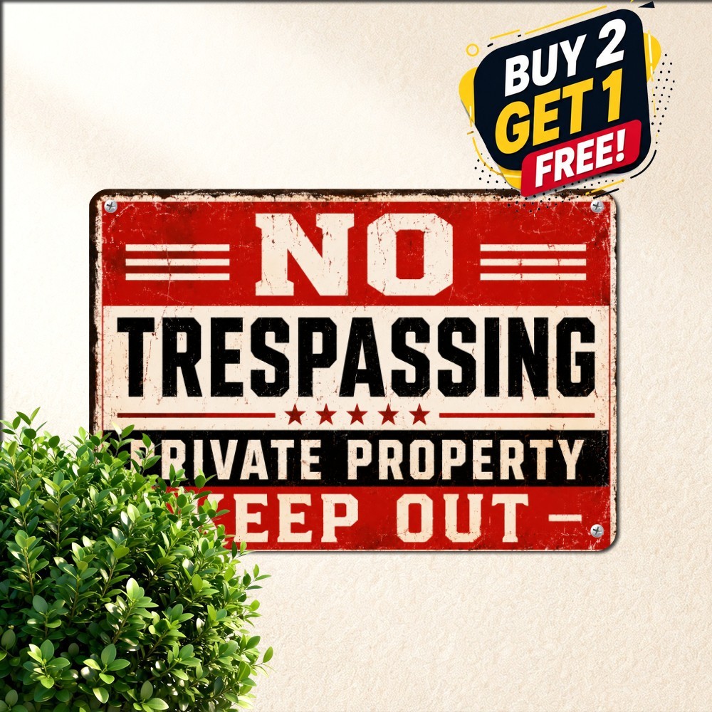 Private Property Keep Out Tin Sign Heavy Duty Caution Warning Metal Plaque
