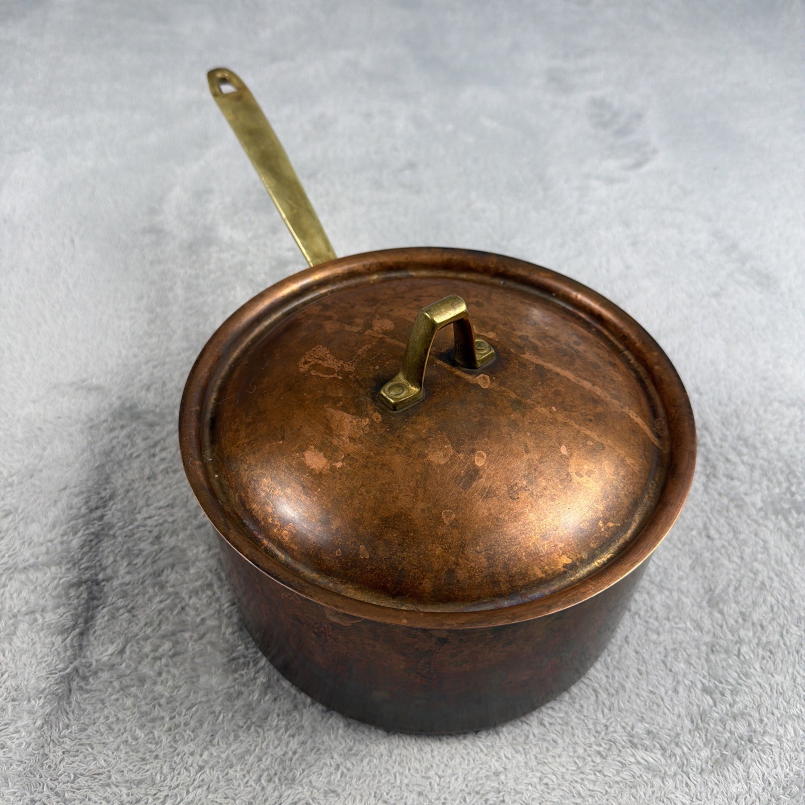 VTG 1960s Revere Ware Limited Edition Copper 3 Qt Saucepan w/ Lid Brass Handle