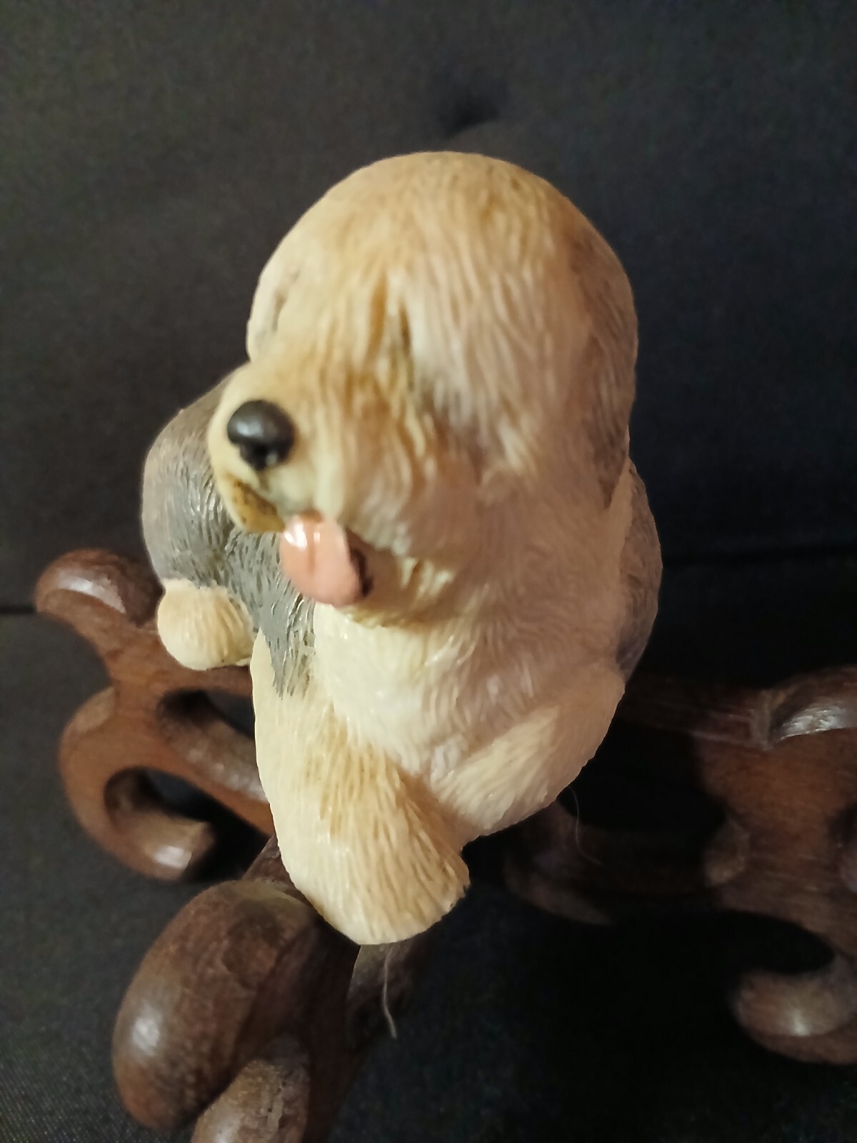 Vintage Charmstone-Shaggy Dog Figurine- Stone- 4 Vintage Charmstone-Shaggy Dog Figurine- Stone- 4