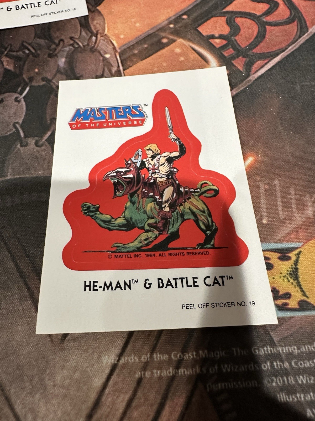 HE-MAN MASTERS OF THE UNIVERSE & BATTLE CAT 1984 TOPPS STICKER CARD #19 BLUE