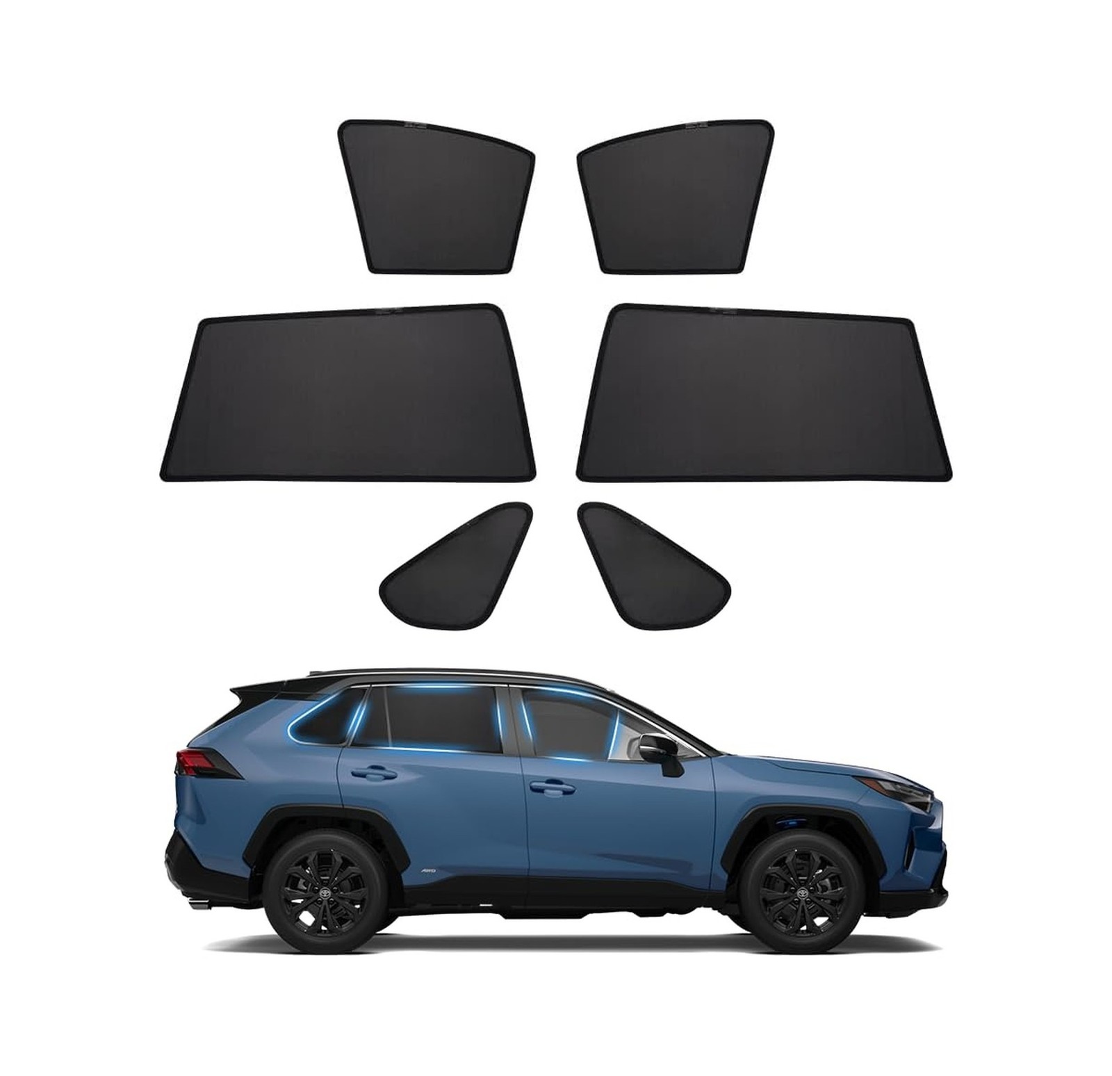Powerty Custom Fit for Side Window Shade Toyota RAV4 2019-2024 2025-6 Pack 10... Powerty Custom Fit for Side Window Shade Toyota RAV4 2019-2024 2025-6 Pack 10...