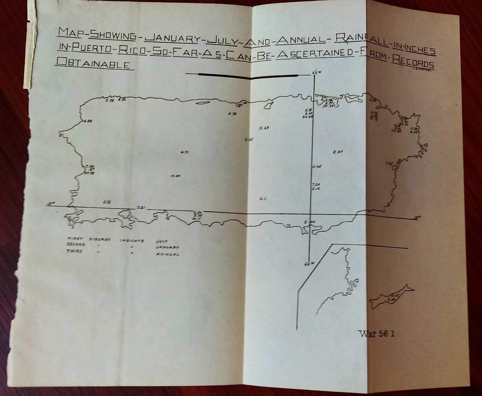 1901 Sketch Map Showing Annual Rainfall in Puerto Rico