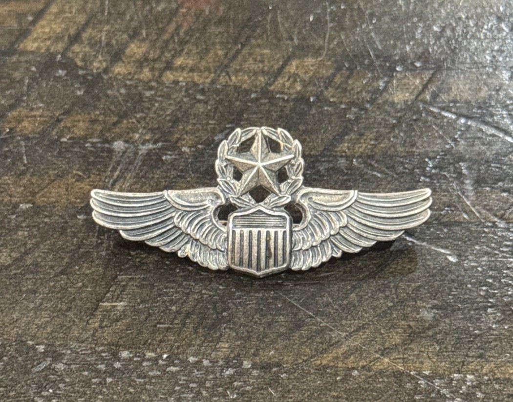 Vintage N.S. Meyer Sterling Silver Command Pilot Wings Pin~ Collectible~USAAF