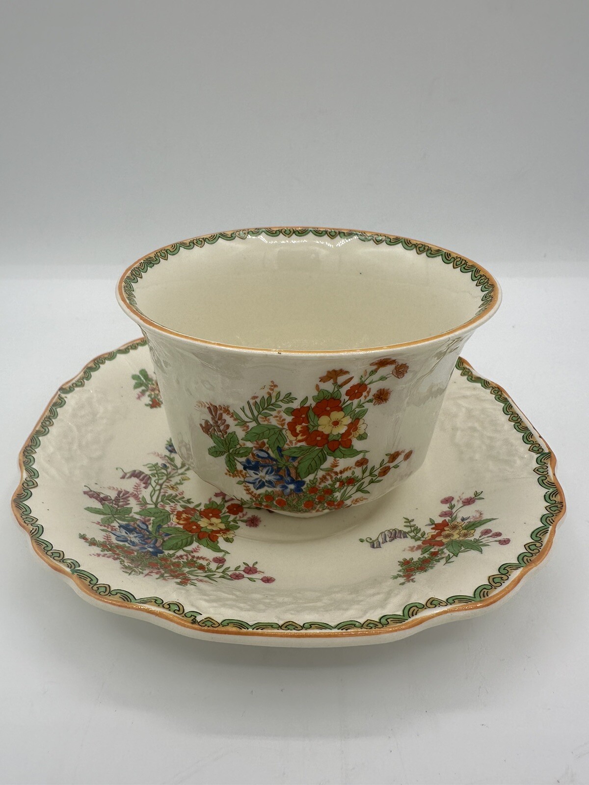Myott Staffordshire China DemiTasse Sugar Bowl And Saucer 1930’s 6” Myott Staffordshire China DemiTasse Sugar Bowl And Saucer 1930’s 6”