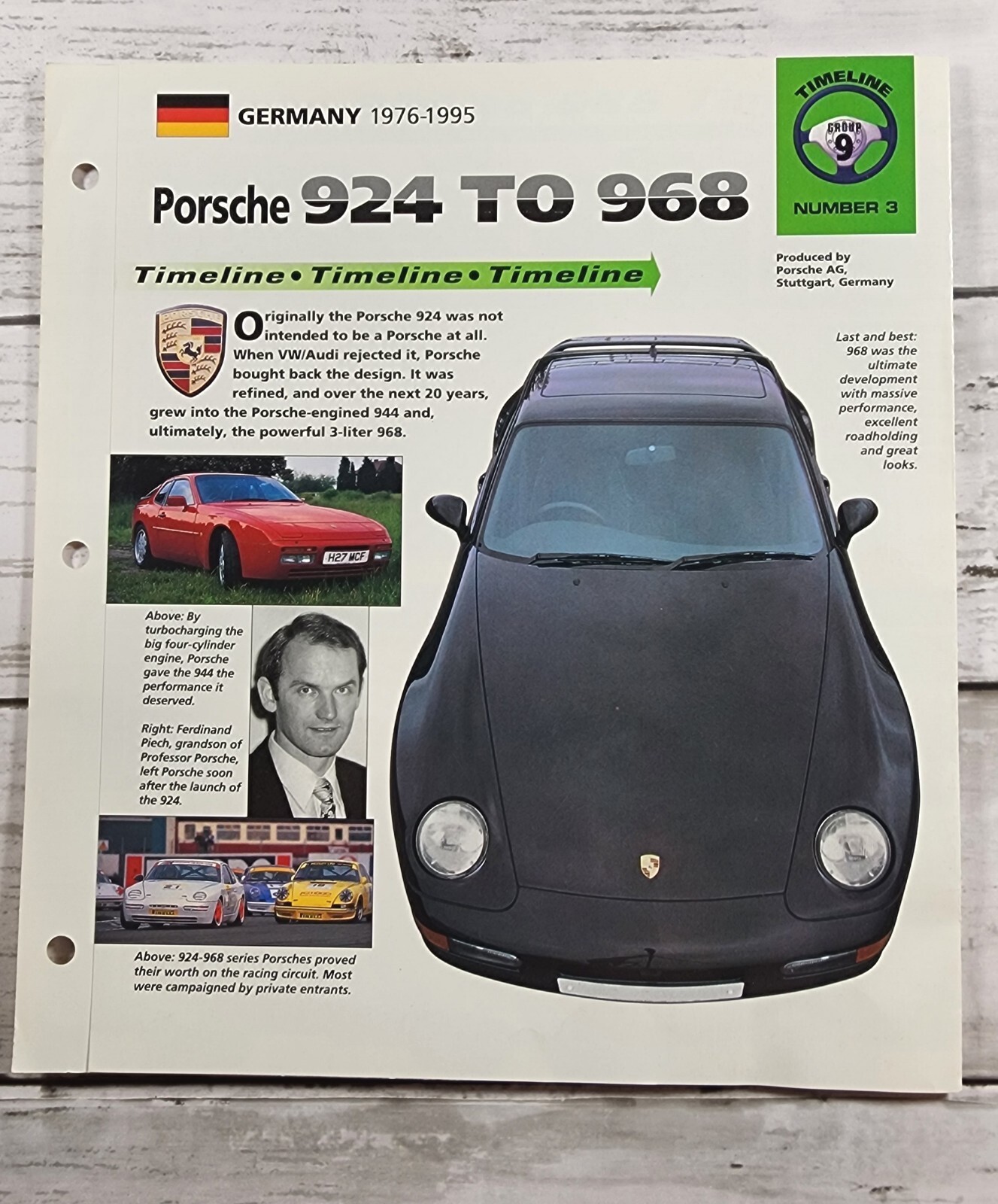 1976-1995 Porsche 924 To 968 Spec Sheet Brochure Photo Poster 944 Turbo S2 1976-1995 Porsche 924 To 968 Spec Sheet Brochure Photo Poster 944 Turbo S2