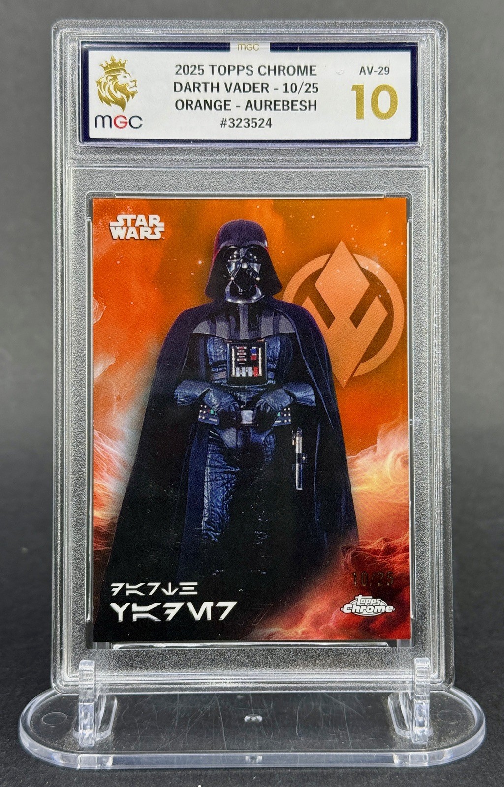 2025 Topps Chrome Star Wars Darth Vader Aurebesh Rebel Orange 10/25 MGC 10