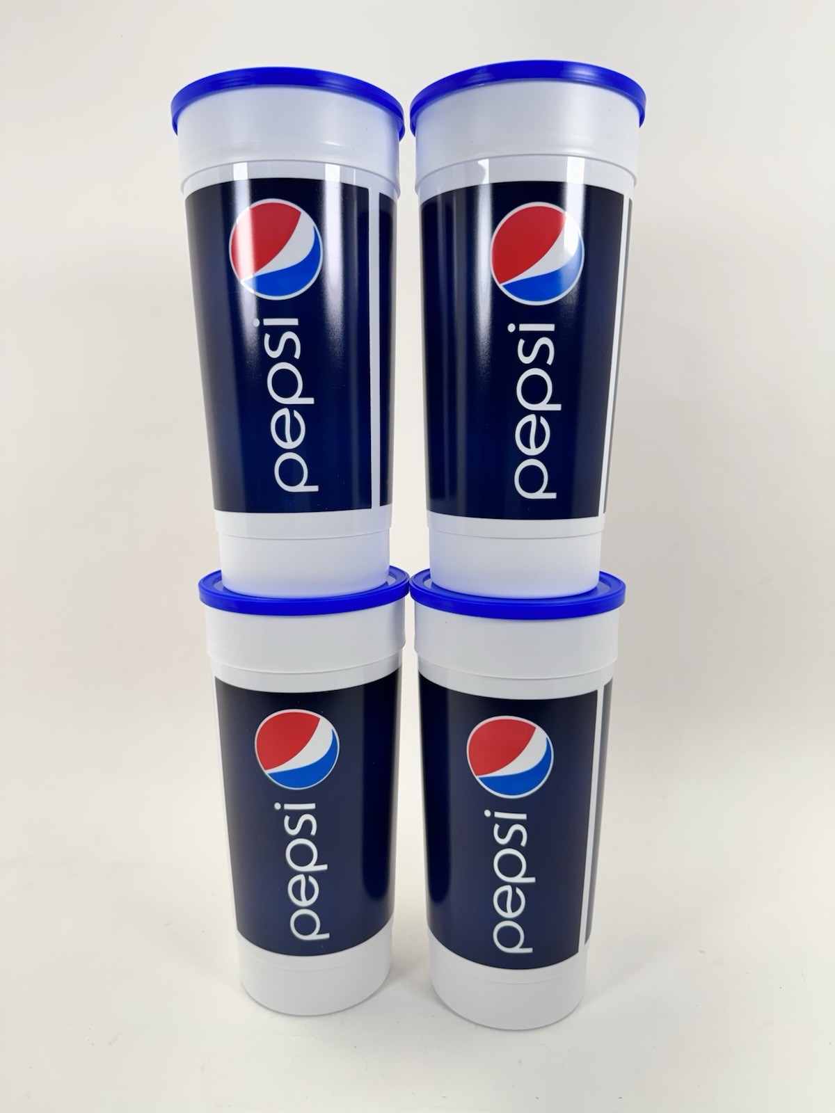 Lot Of 4x NEW Vintage Pepsi 64 Oz Plastic Fountain Cup With Lid 90s 2000s