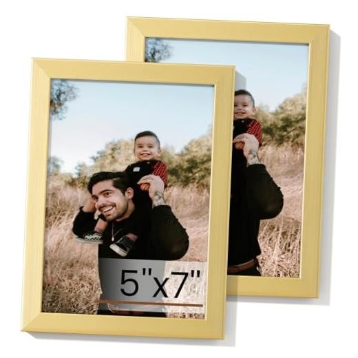 Picture Frame Set of 2,Gold Photo Frames Display 5\