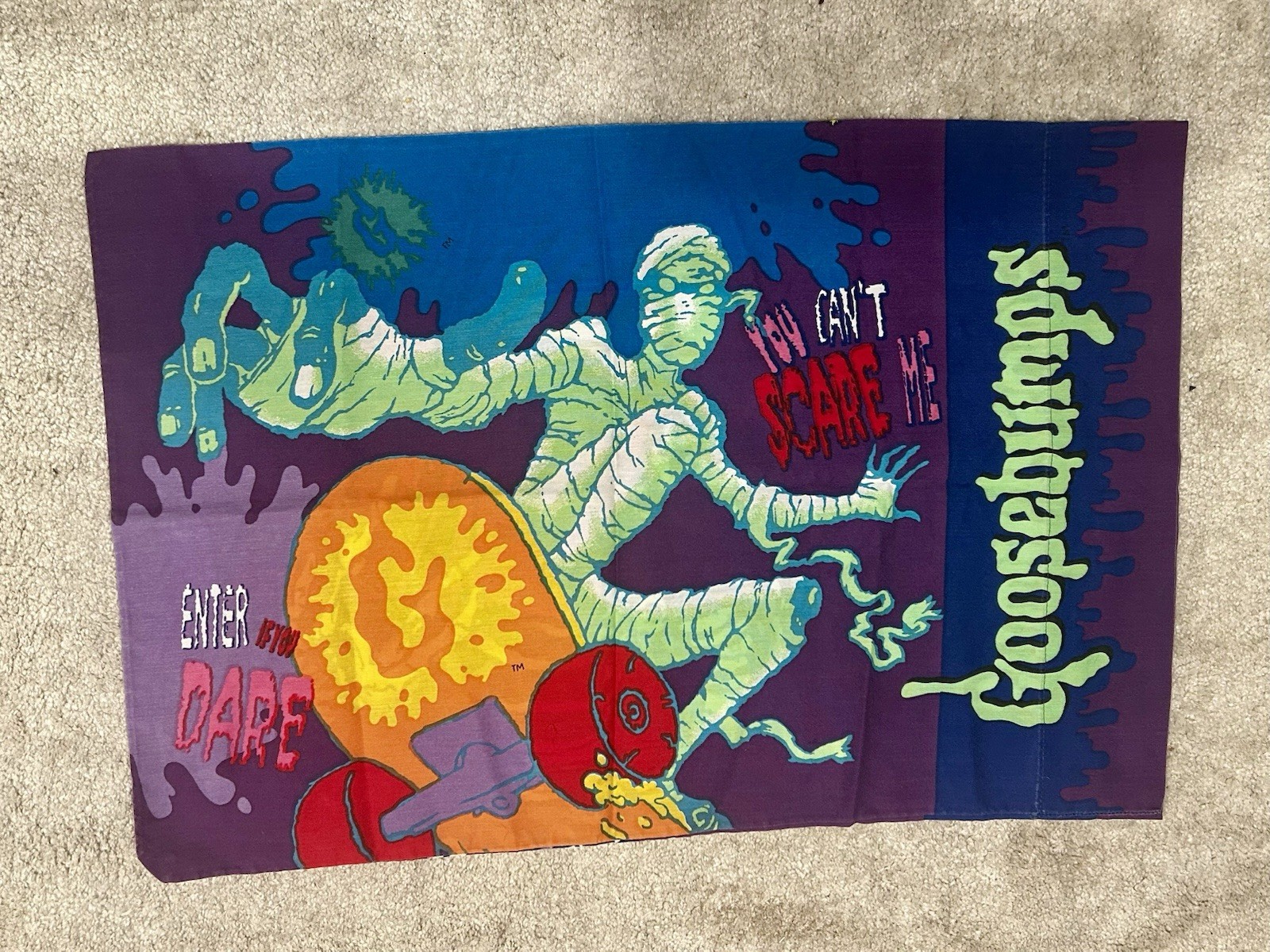 Vintage Goosebumps Pillowcase Mummy Skeleton R.L. Stine