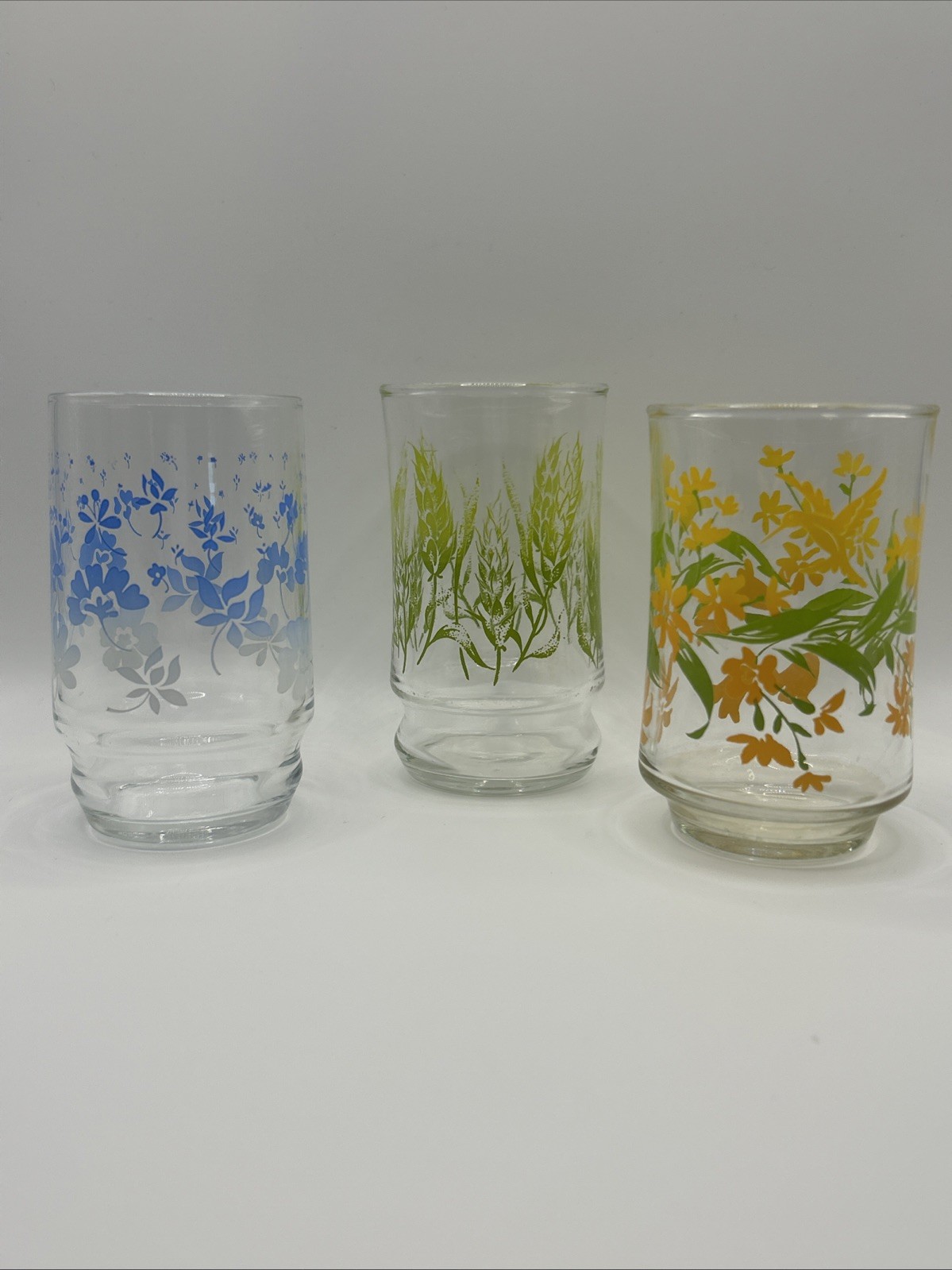 Vintage Libbey 70s Floral Wheat Drinking Glasses Retro Juice Tumblers Lot 3