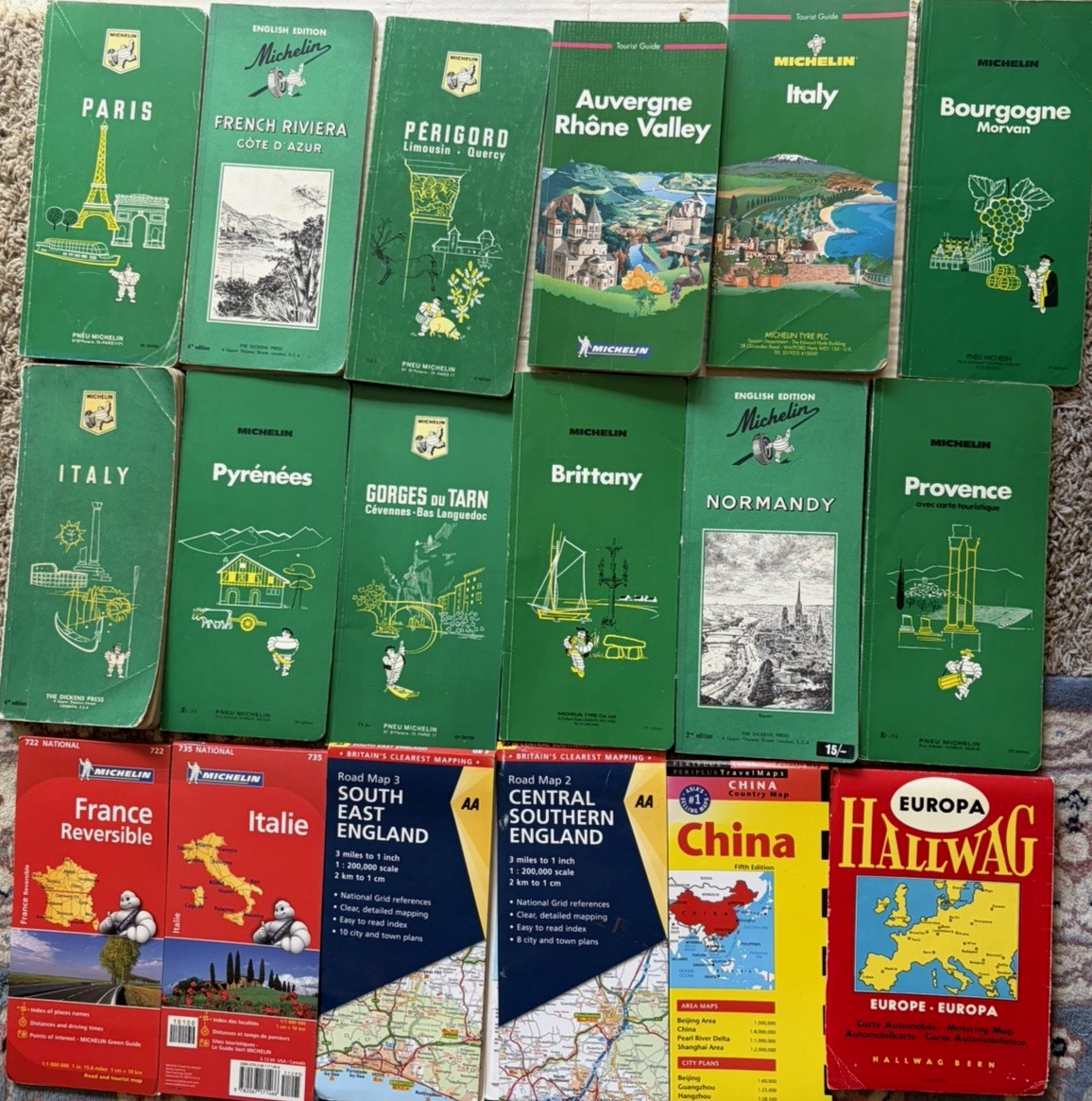 14 Michelin Green/Red Book Maps Vintage Paris,Italy,Normandy,Brittany and more 14 Michelin Green/Red Book Maps Vintage Paris,Italy,Normandy,Brittany and more