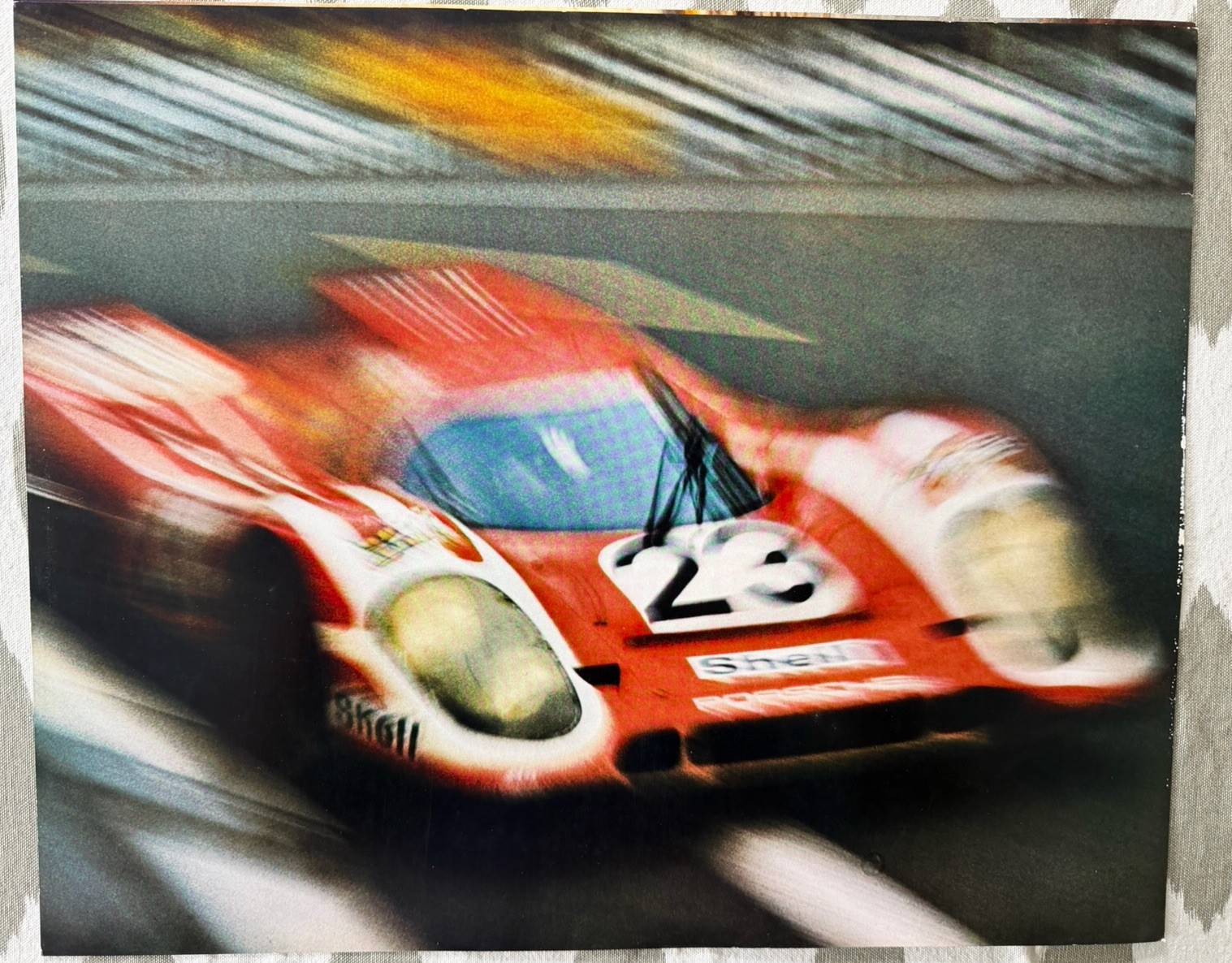 Original 1971 Porsche Dealer Calendar Display Print Race Car #23 16.75x13.5