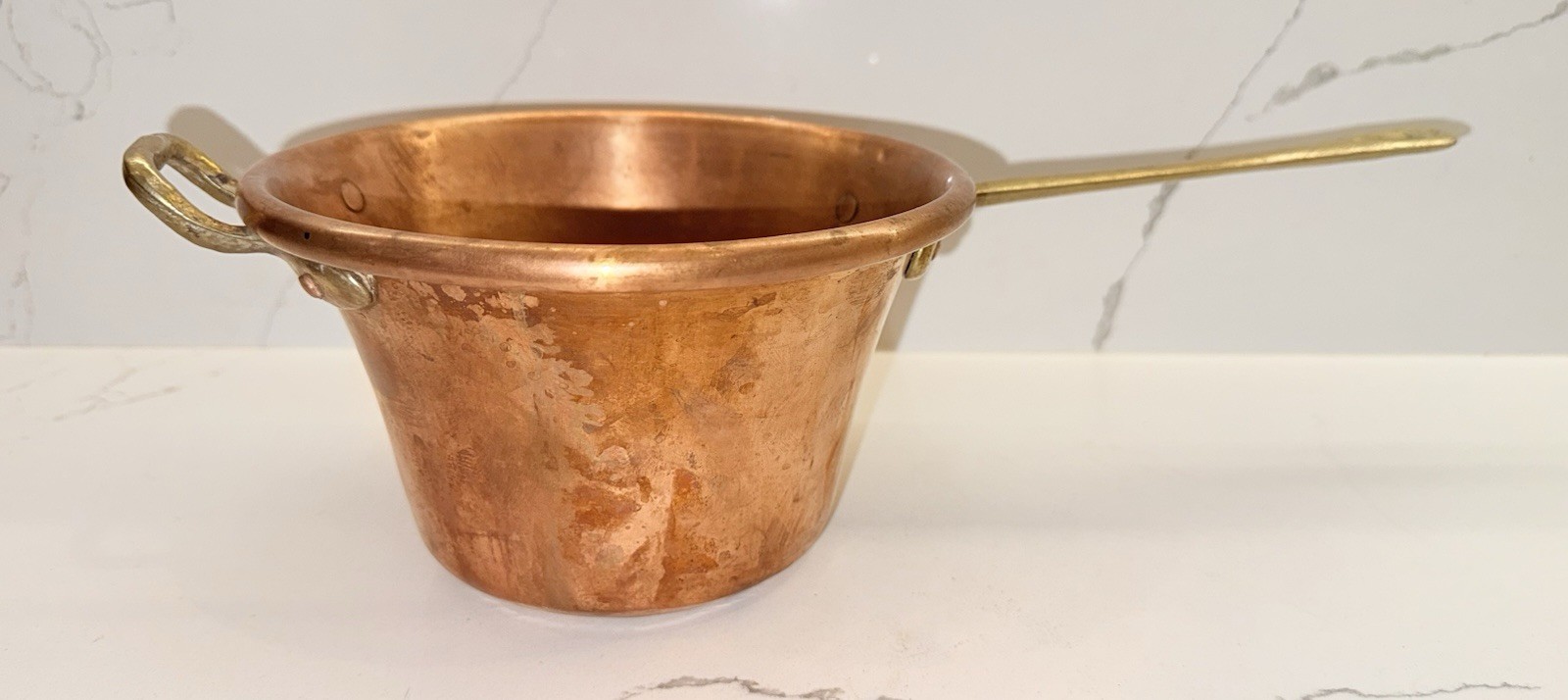 Antique Vintage Hammered Copper Polenta Pot w/ Brass Handles Made in Italy Antique Vintage Hammered Copper Polenta Pot w/ Brass Handles Made in Italy