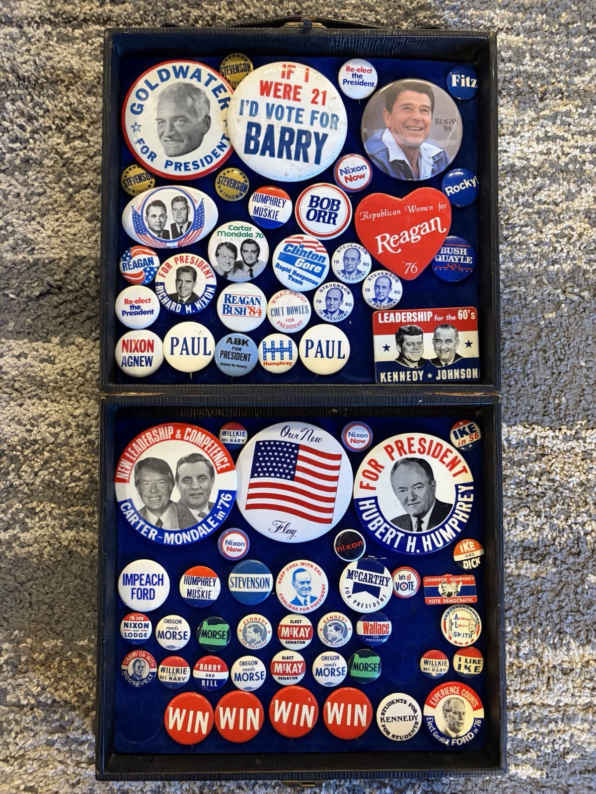 Vintage Political Pin Back Buttons 1930s-1990s. 70 Total. All Authentic