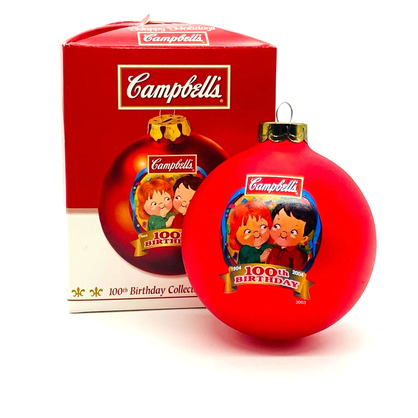 Campbells Christmas Ornament 100th Birthday Collector’s Edition Red in Orig Box