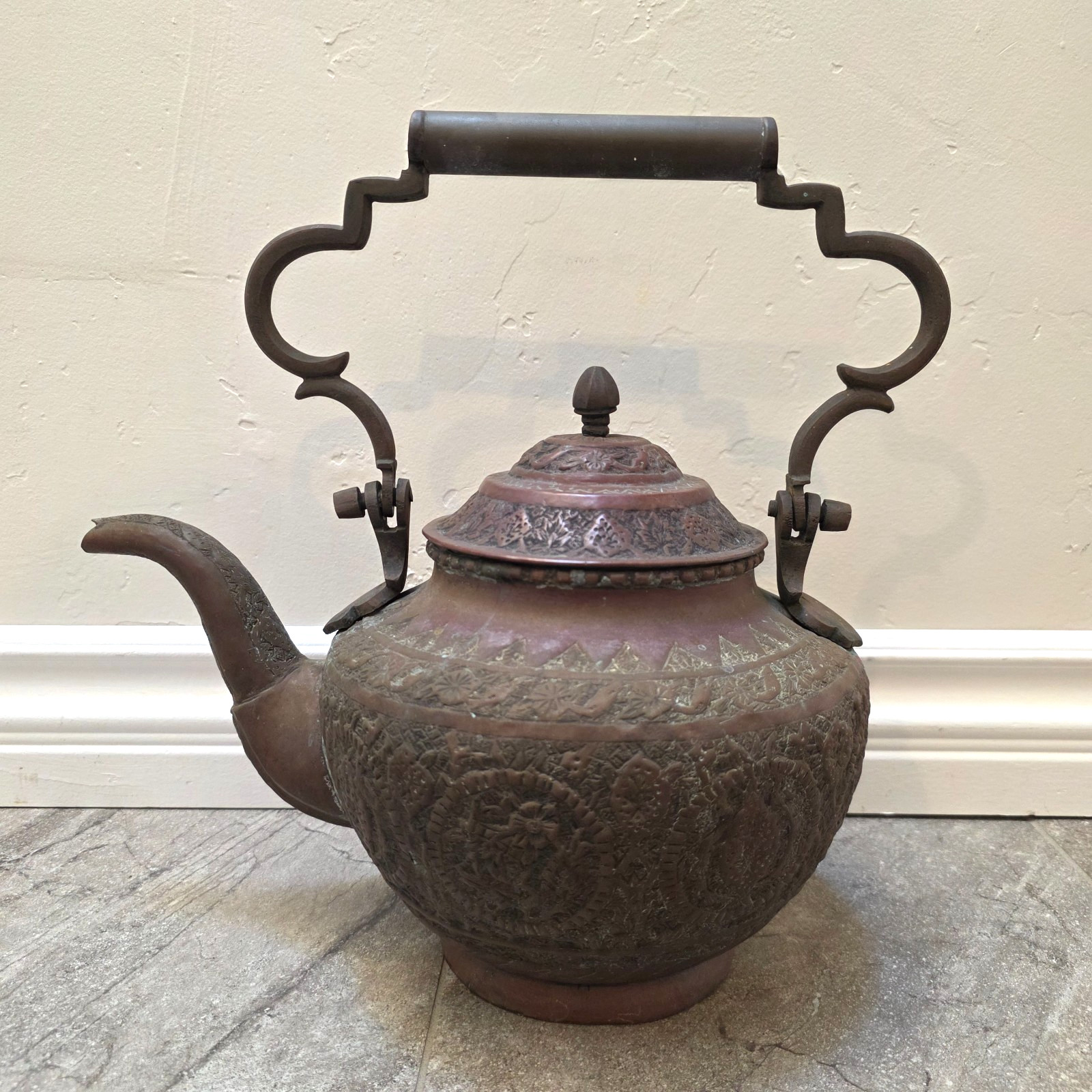Antique Kashmir Middle Eastern Copper Samovar Islamic tea Persian Pot Kettle