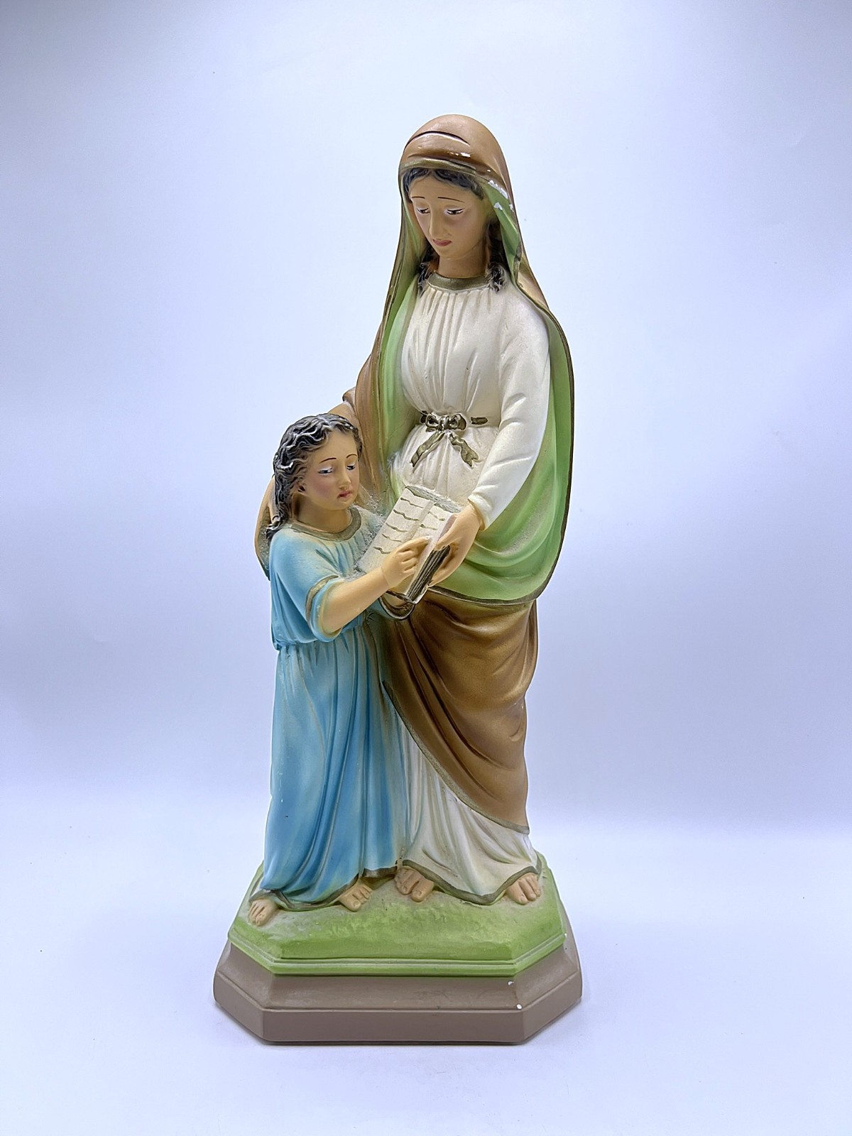 VINTAGE COLUMBIA STATUARY ST ANNE READING TO MARY STATUE CHALKWARE 15.75\