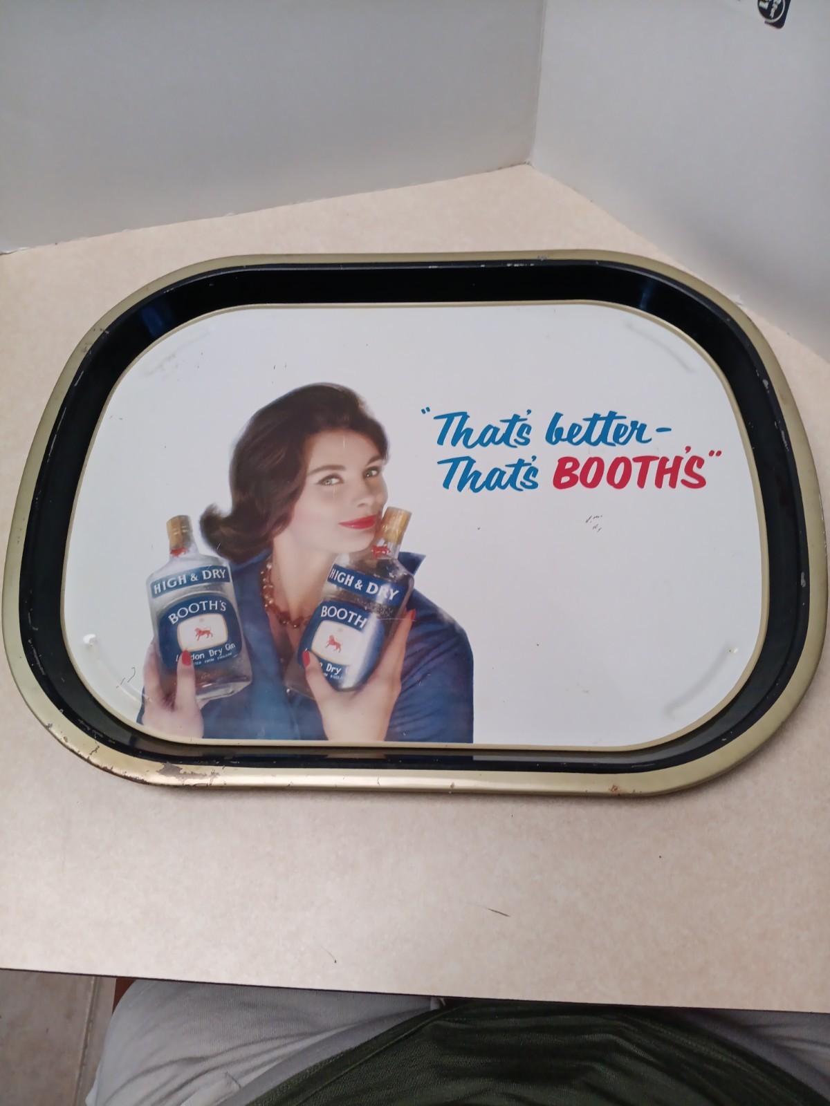 Rare Vintage High & Dry Booth's London Dry Gin Alcohol Advertising Serving Tray