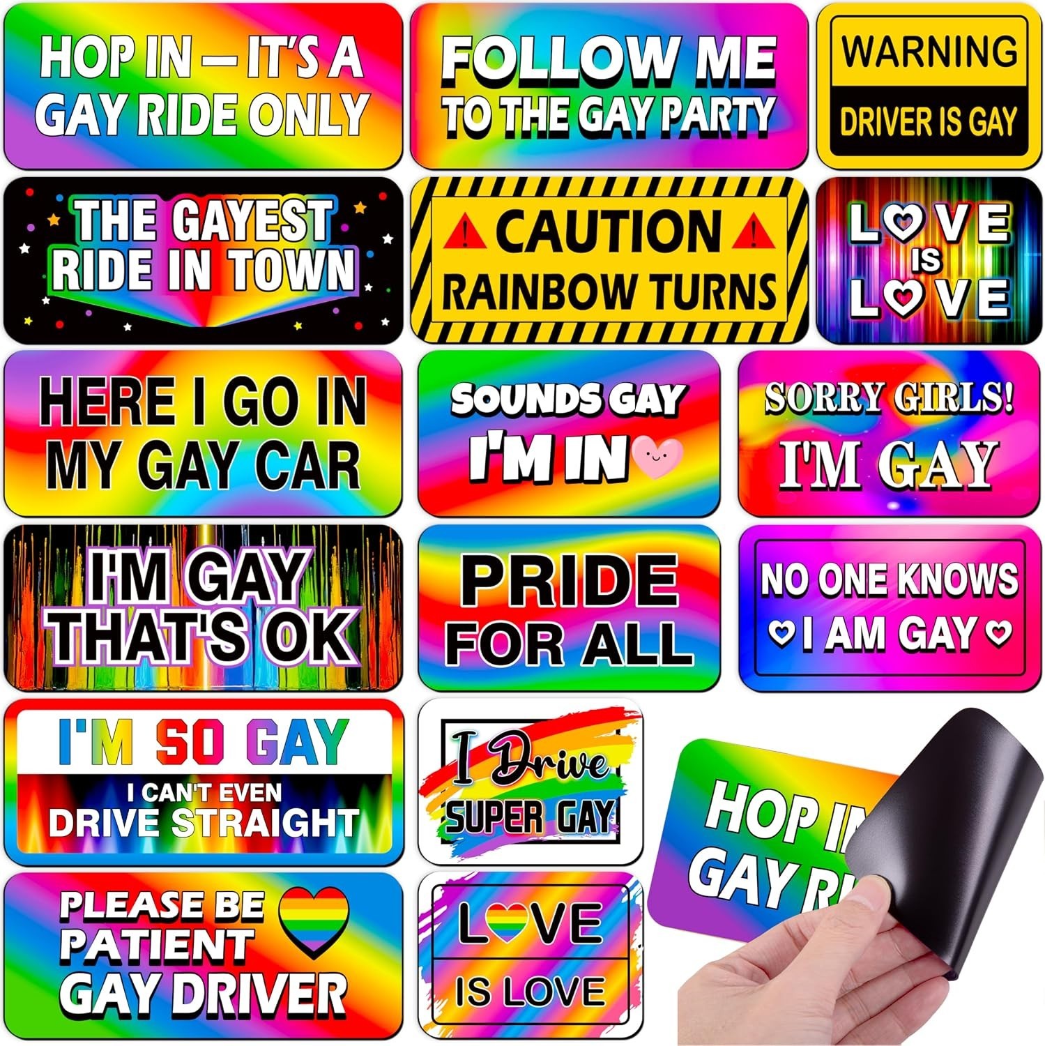 Rainbow Pride Magnets 16pc Bulk Car Bumper Truck Fridge Cruise Decoration Gift Rainbow Pride Magnets 16pc Bulk Car Bumper Truck Fridge Cruise Decoration Gift