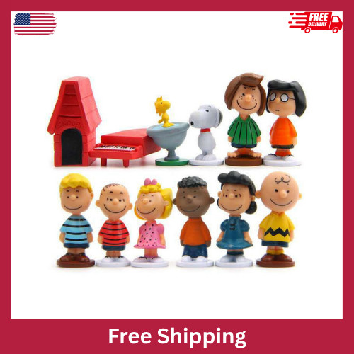 12Pcs Snoopy Mini Figures Cartoon Peanuts Characters Cake Toppers Miniature Deco