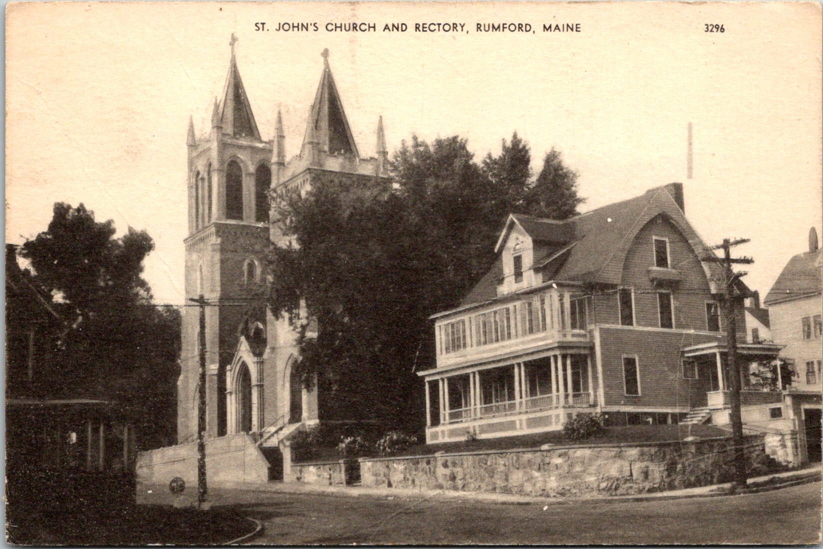 Vintage PPC - St John's Church & Rectory, Rumford, Maine - F19607 Vintage PPC - St John's Church & Rectory, Rumford, Maine - F19607