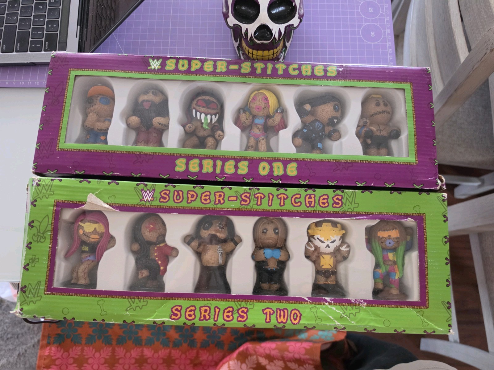 WWE Wrestlemania 2018 -Super-Stitches Series 1 & 2 Figure Set W/ Skull.