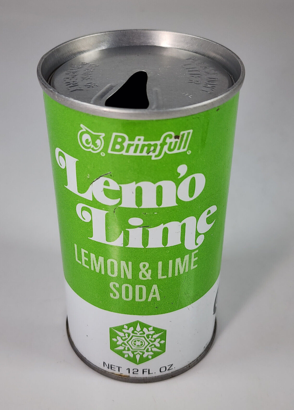 Vintage Brimfull Lem\'o Lime Lemon Soda Pop Can Straight Steel Red Owl Hopkins MN