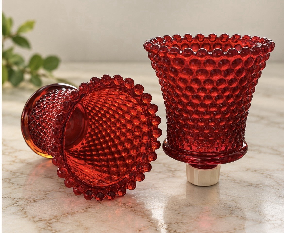 Vintage HOMCO Ruby Red Hobnail Glass Peg Votive Candle Holders Wall Sconce Pair Vintage HOMCO Ruby Red Hobnail Glass Peg Votive Candle Holders Wall Sconce Pair