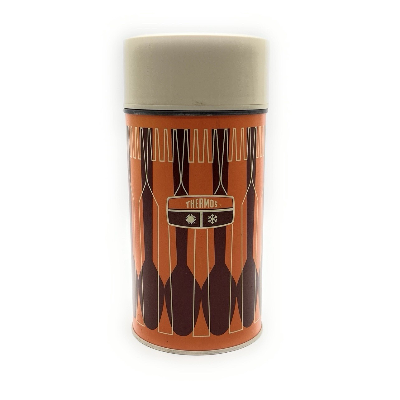 Vintage 1971 King Seeley Thermos Bottle No. 7263 Pint Size Orange Brown Metal Vintage 1971 King Seeley Thermos Bottle No. 7263 Pint Size Orange Brown Metal