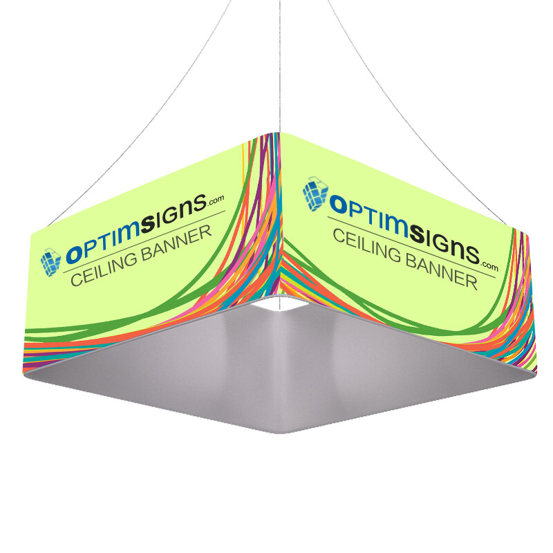 Square Custom Expo Fabric Hanging Banner Ceiling Advertising Trade Show Display
