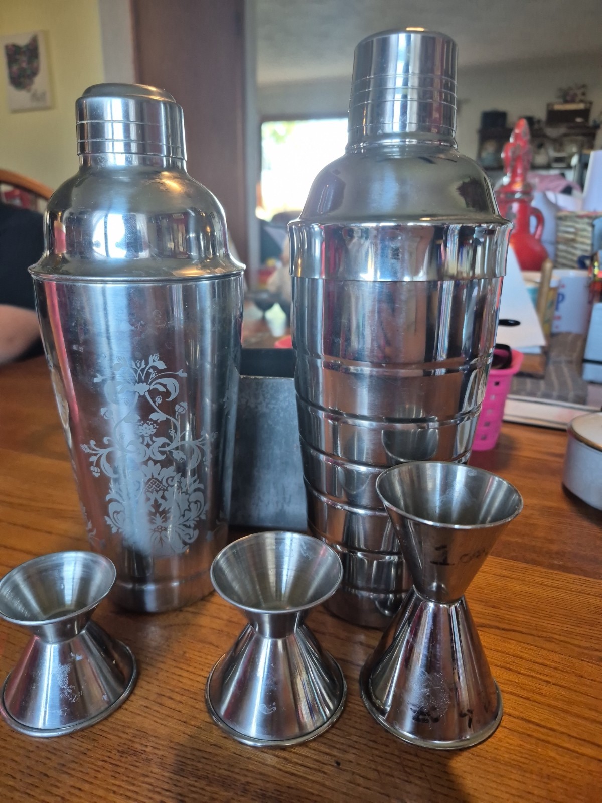 Vintage barware shaker and jigger set