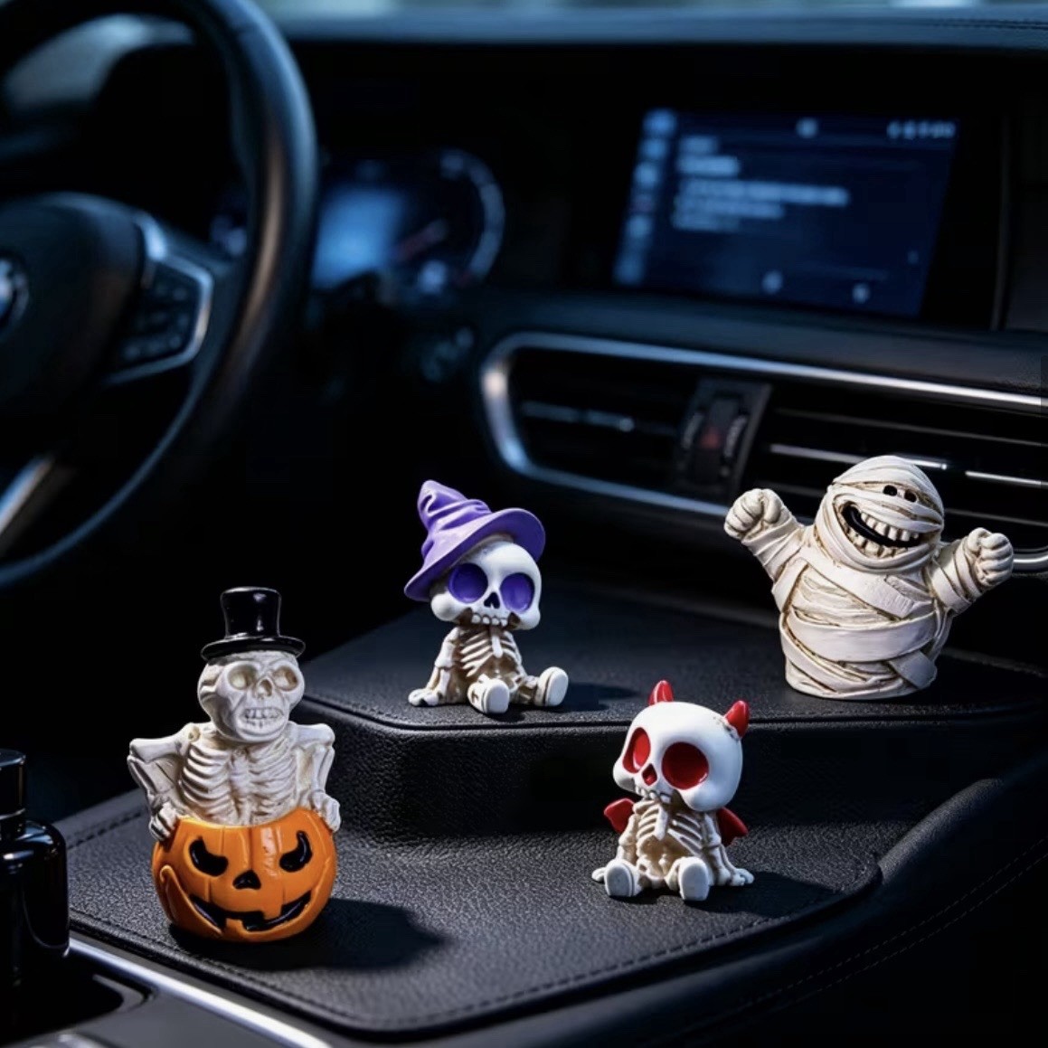 4pcs Gothic Halloween Resin Mini Figurine Set