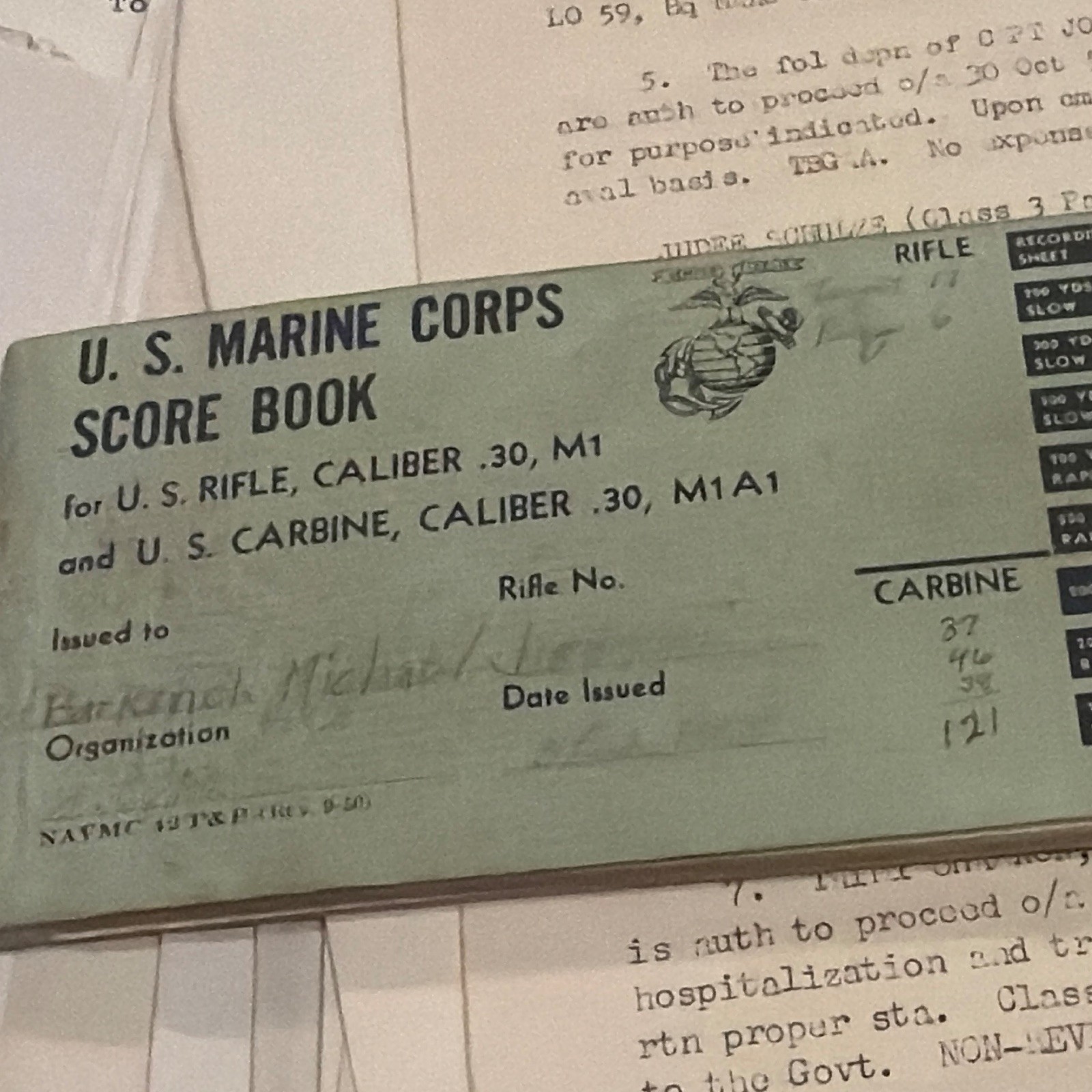 Vintage 1950s USMC Marine Corps Aviation Archive Lot Pilot Orders M1 Score Book
