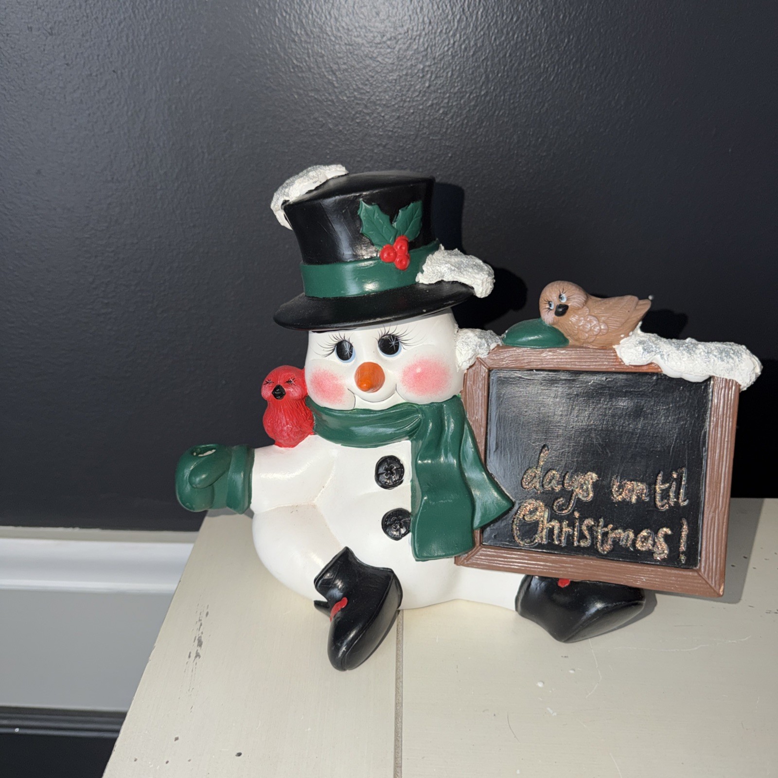 Vtg Hand Painted Ceramic Snowman Chalkboard Countdown Advent Hobbyist Vtg Hand Painted Ceramic Snowman Chalkboard Countdown Advent Hobbyist