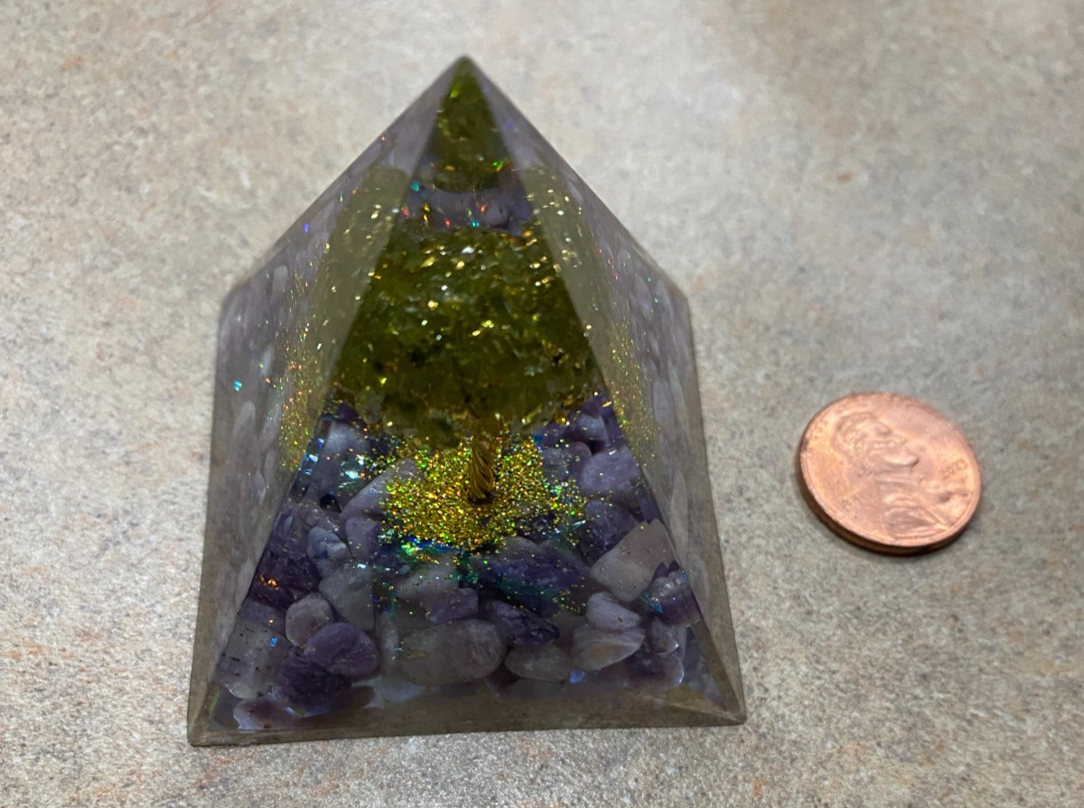 Pyramid Acrylic Paperweight with Magical Tree of Life