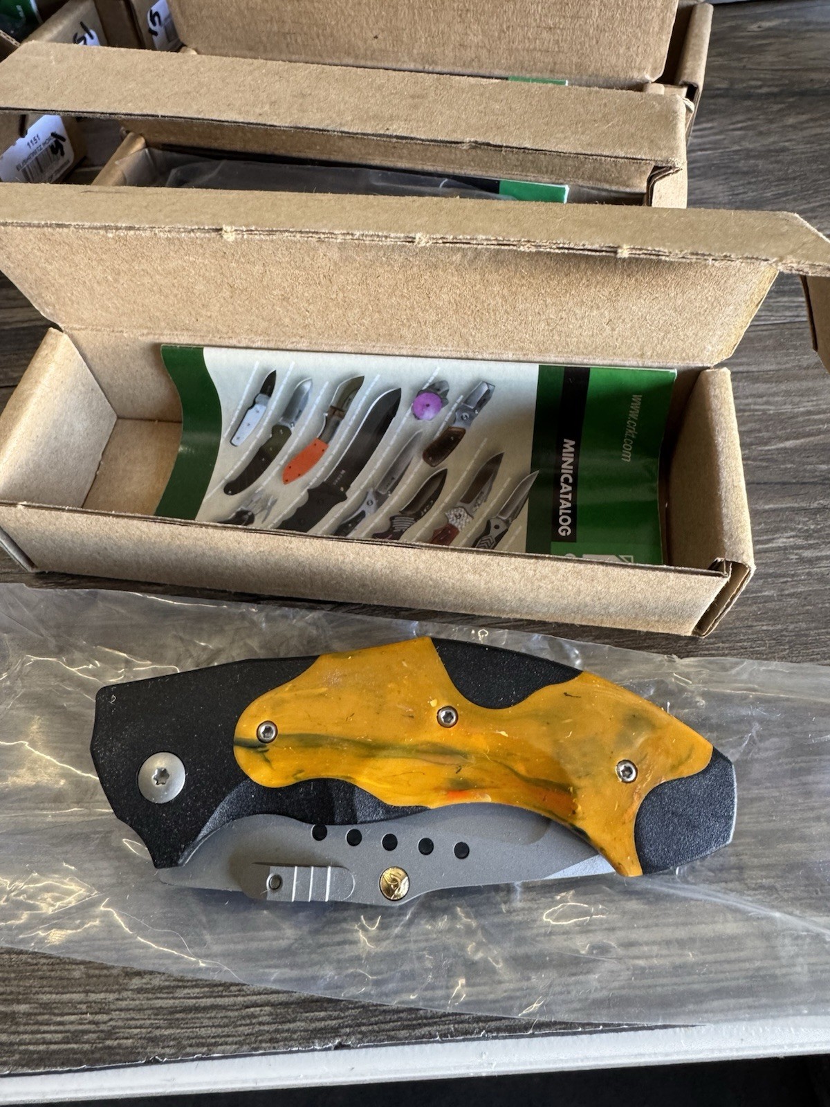 RARE Columbia River CRKT 1150 Horus Assisted Open Orange/Black Nib  Mint