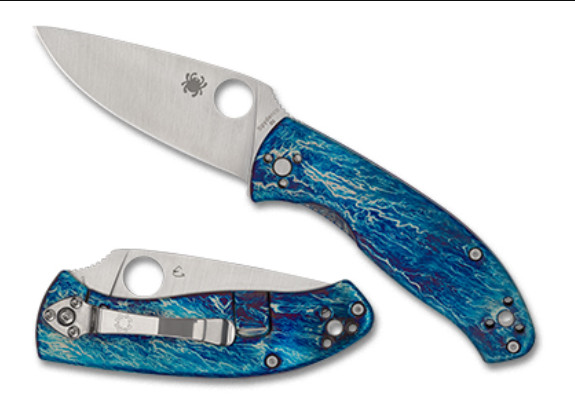 SPYDERCO KNIVES BLUE TITANIUM DISARRAY TENACIOUS FRAMELOCK KNIFE C122TIBLD2P