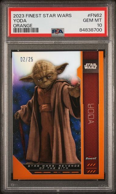 Star Wars Yoda 2023 Finest Topps FN62 Orange #/25 PSA 10 GEM MT Star Wars Yoda 2023 Finest Topps FN62 Orange #/25 PSA 10 GEM MT